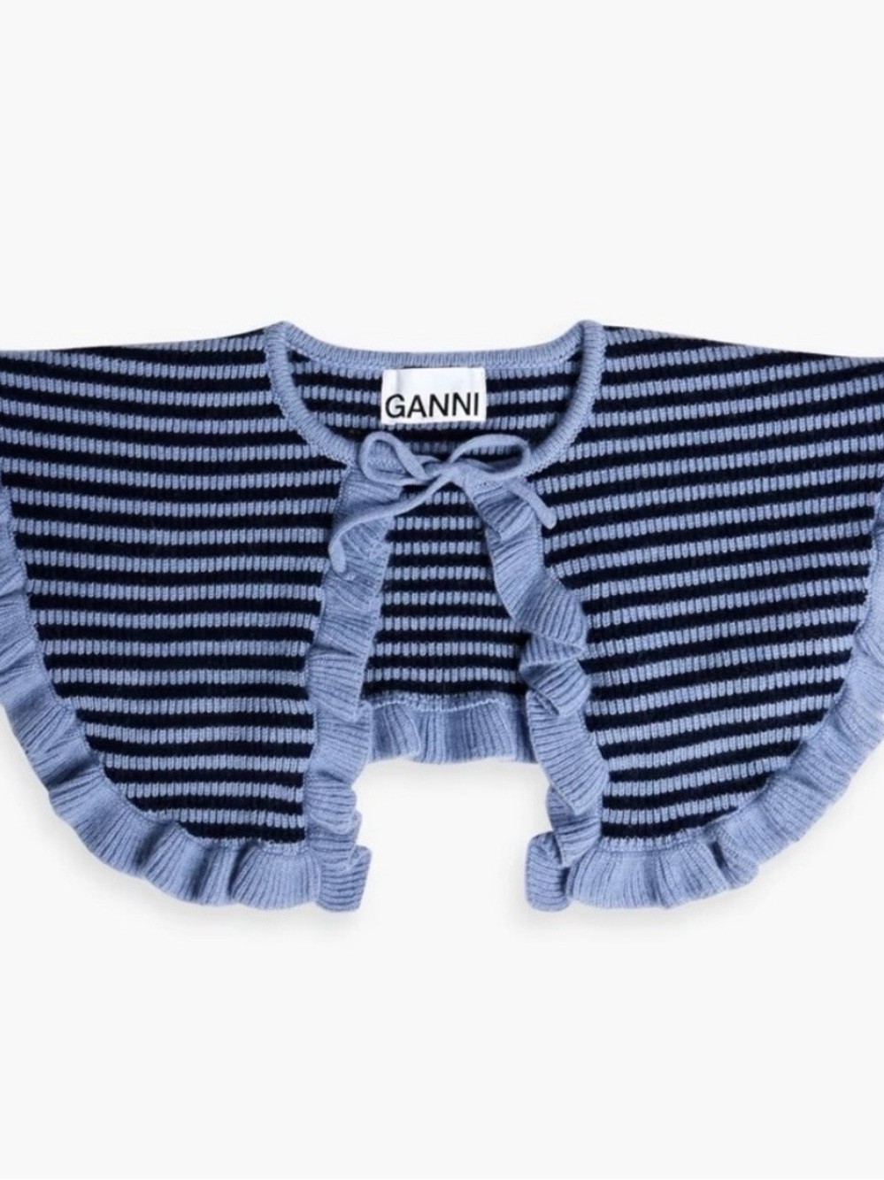 Ganni Blue & Navy Striped Knit Collar